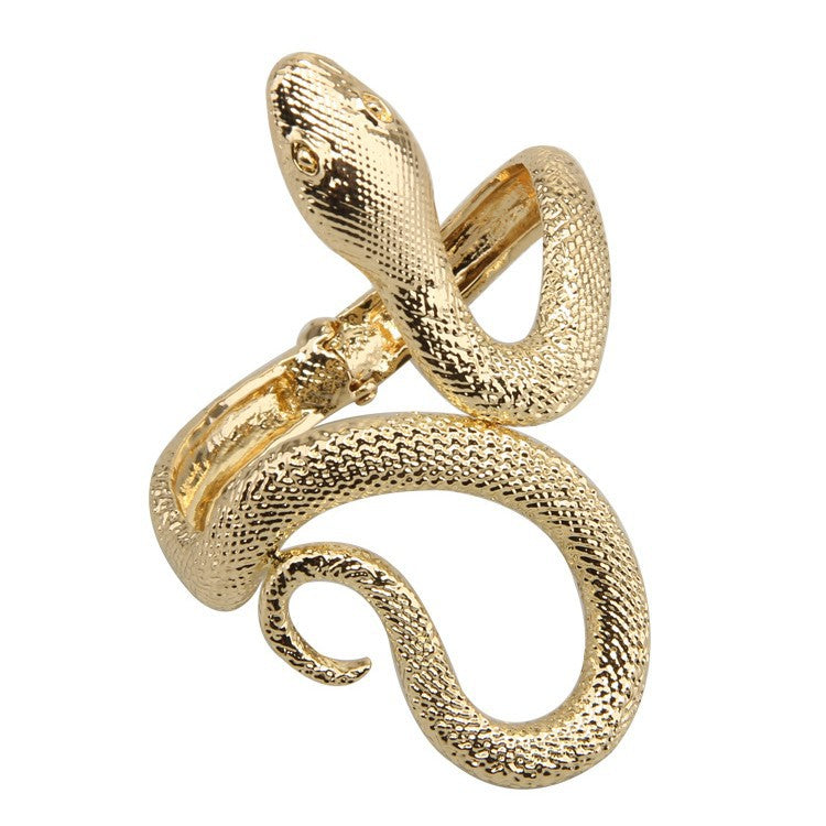 Wholesale Niche designer retro metal snake-shaped open self-discipline bracelet for men and women, high-end exquisite plain ring Bracelet